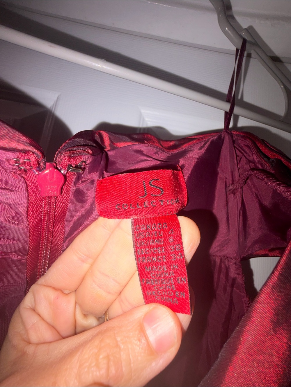 JS Collections Wine Strapless Ruched Prom Gown - Picture 9 of 9